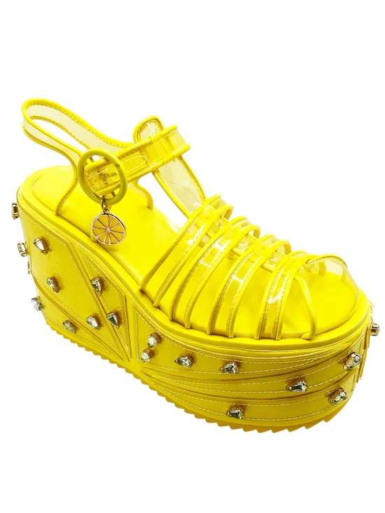 Sugar Thrillz Shoes - {Sugar Thrillz} Lemon Wedge Sugar Rush Jelly Platform Sandals